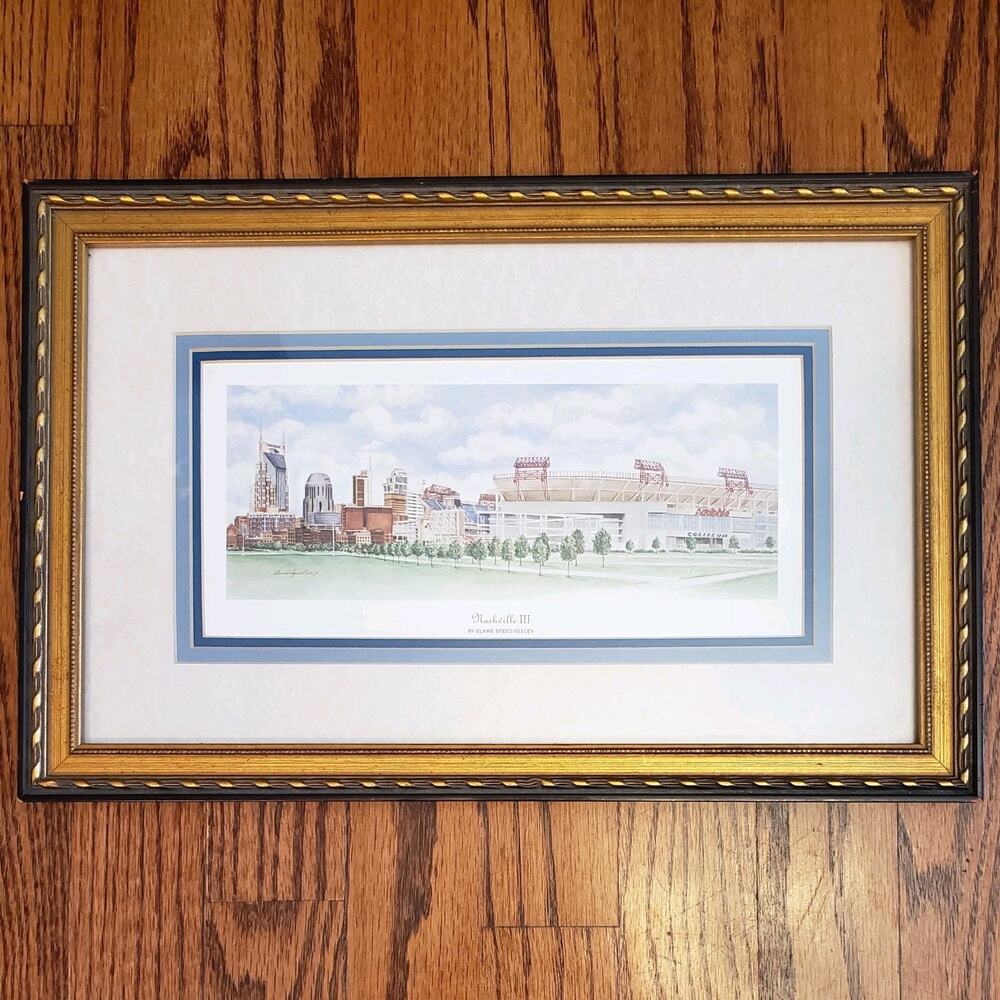 Elaine Neeley Downtown Nashville "Nashville III" Art Print Matted Framed 15x10"